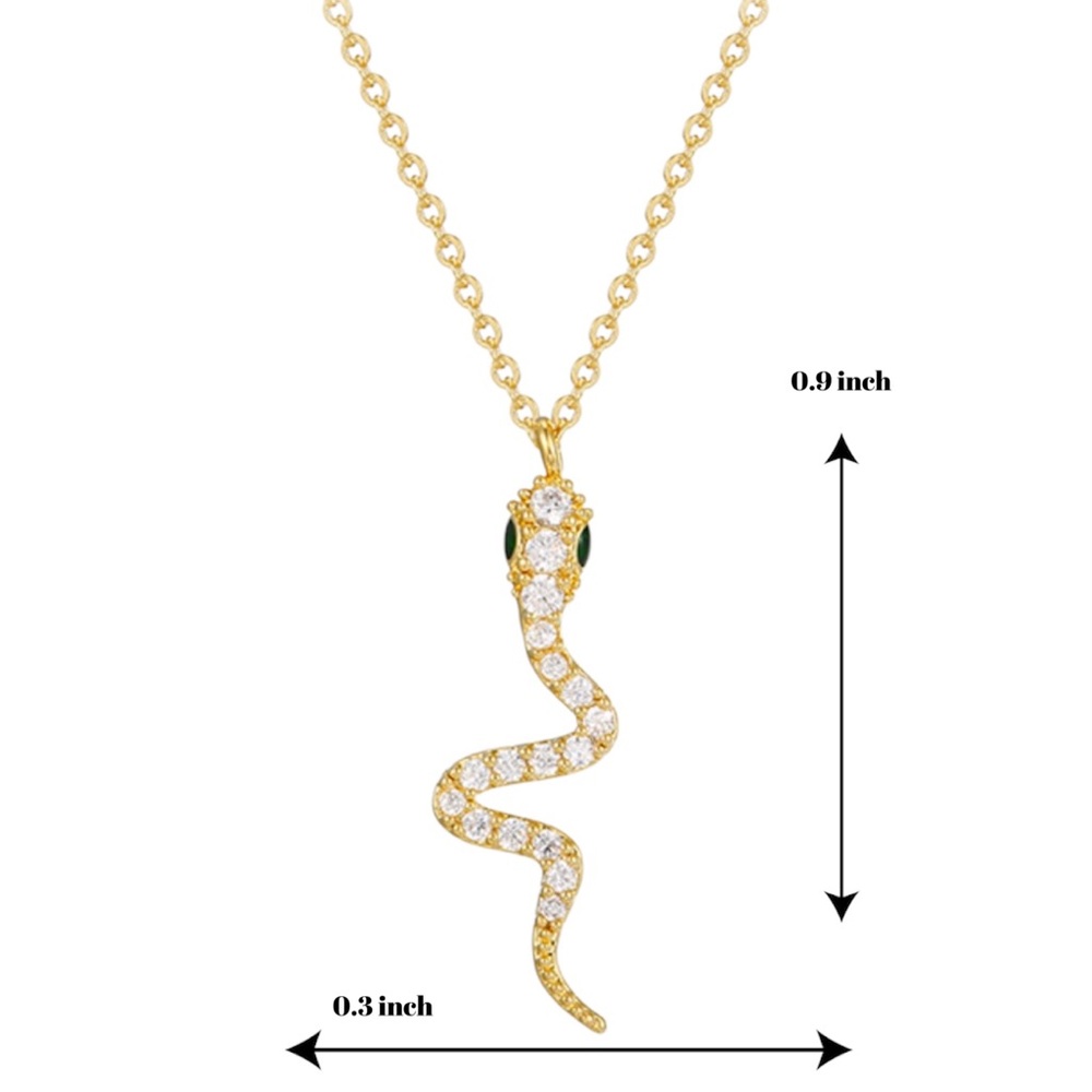 Snake Necklace 14k Gold Plated Real Zirconia - Picture 5 of 8